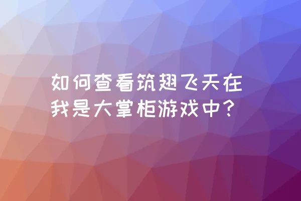 如何查看筑翅飞天在我是大掌柜游戏中？