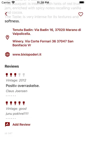 Amarone wine database