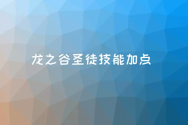 龙之谷圣徒技能加点