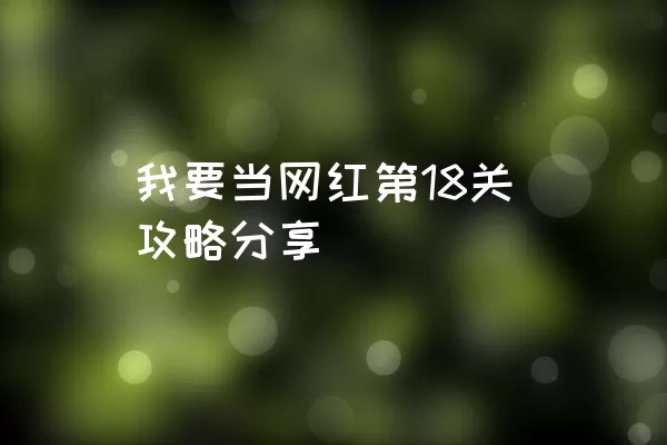 我要当网红第18关攻略分享