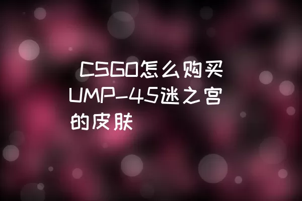  CSGO怎么购买UMP-45迷之宫的皮肤