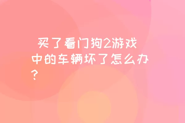  买了看门狗2游戏中的车辆坏了怎么办？