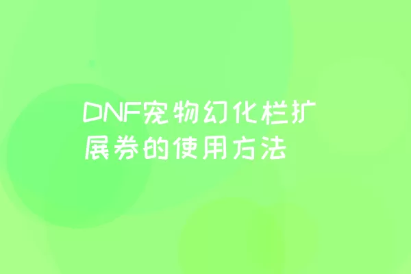 DNF宠物幻化栏扩展券的使用方法