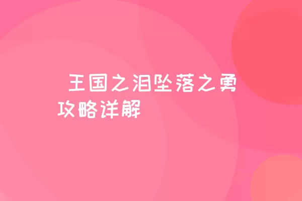  王国之泪坠落之勇攻略详解